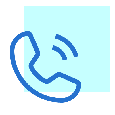 Telefon-Icon auf einem hellblauen Quadrat