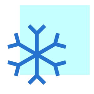 Schneeflocken-Icon auf einem hellblauen Quadrat