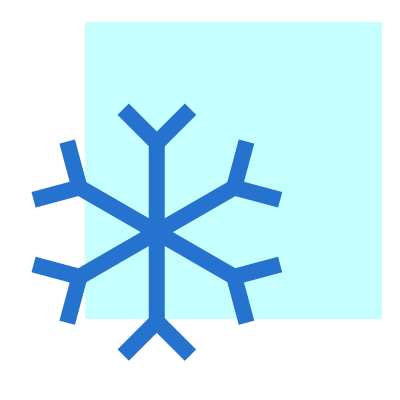 Kuehlkette TROCKENEIS24 Schneeflocken-Icon auf einem hellblauen Quadrat