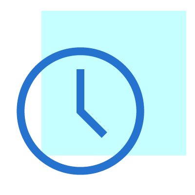 Lieferung von TROCKENEIS24 Uhr-Icon auf einem hellblauen Quadrat