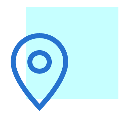 Standort-Icon auf einem hellblauen Quadrat