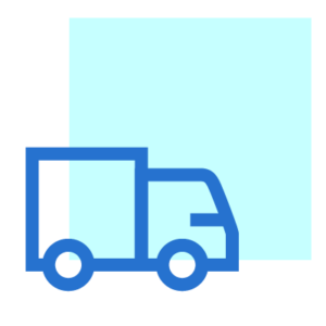LKW-Icon auf einem hellblauen Quadrat